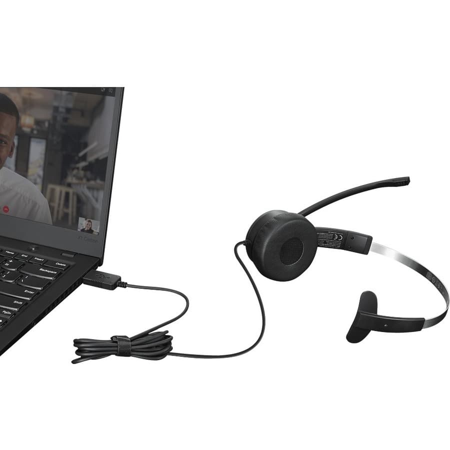 Lenovo 100 Mono USB HS Black wired mono headset with USB connection