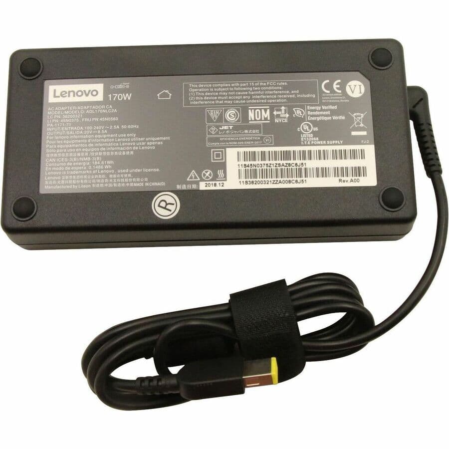 Lenovo 170W AC adapter with slim tip connector for compatible laptops