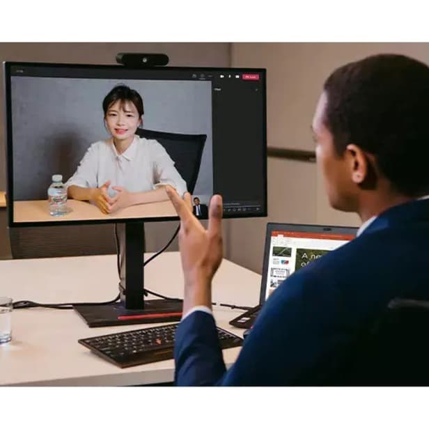 TS MC50 Monitor Webcam mounted on a monitor for business video calls