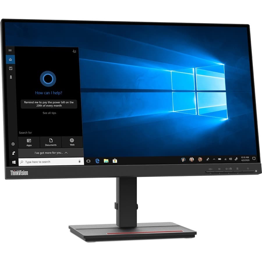 Lenovo ThinkVision S24e-20 23.8-inch LED monitor in Raven Black with slim business design