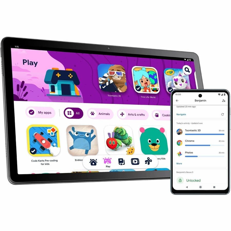 Lenovo Tab M10 Plus Gen 3 gray tablet with 10.61-inch display