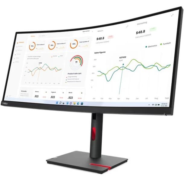 Lenovo T34w30 34-inch HDMI CAM ultrawide monitor for enterprise multitasking