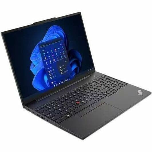 Lenovo ThinkPad E16 Gen 1 business laptop with 16-inch display, Ryzen 7 processor, and black chassis