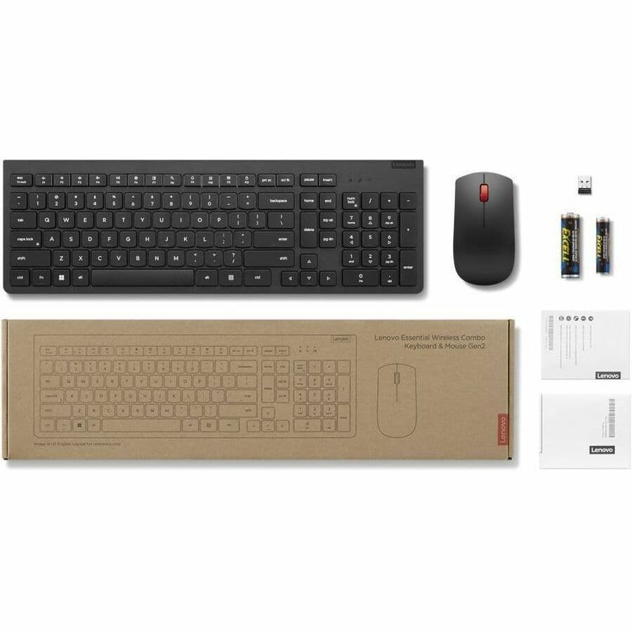 Lenovo Essential Wireless Combo Gen 2 keyboard and mouse set with 103-key US English layout