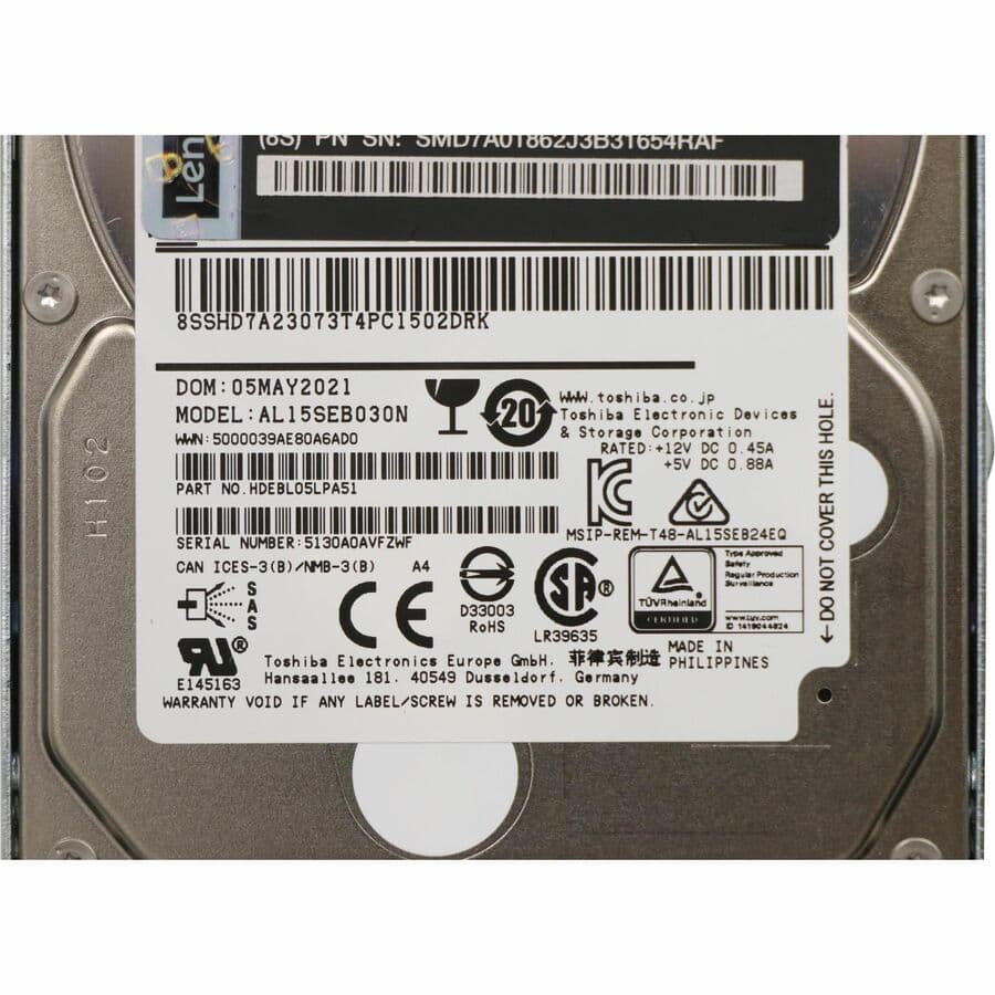 LENOVO DCG SOURCING CERTIFIED PREOW LENOVO 300GB 10K 12GB/S 2.5 SAS 512N HDD REFURB view 7