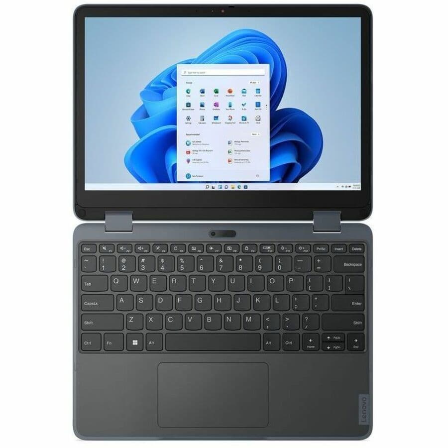 Lenovo 500w G4 convertible laptop with 12.2-inch touchscreen, black chassis, and Windows 11 Pro