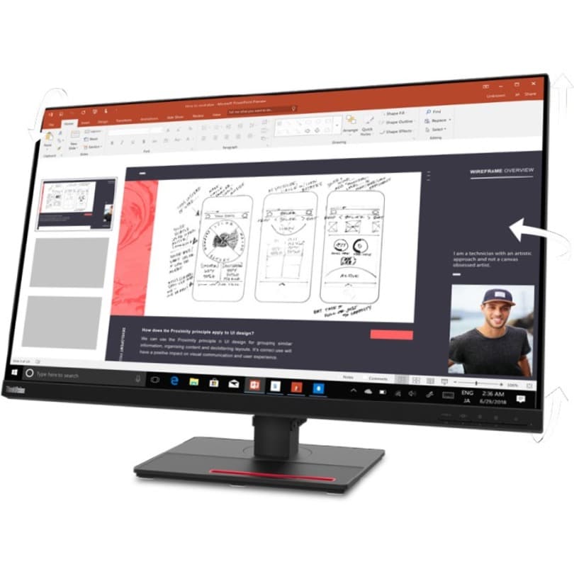 Lenovo P32p-20 31.5-inch UHD monitor with USB-C connectivity and near-edgeless display