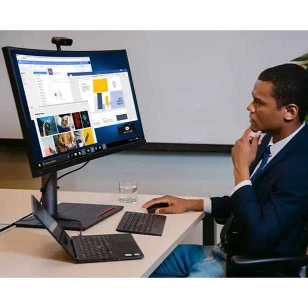 TS MC50 Monitor Webcam mounted on a monitor for business video calls