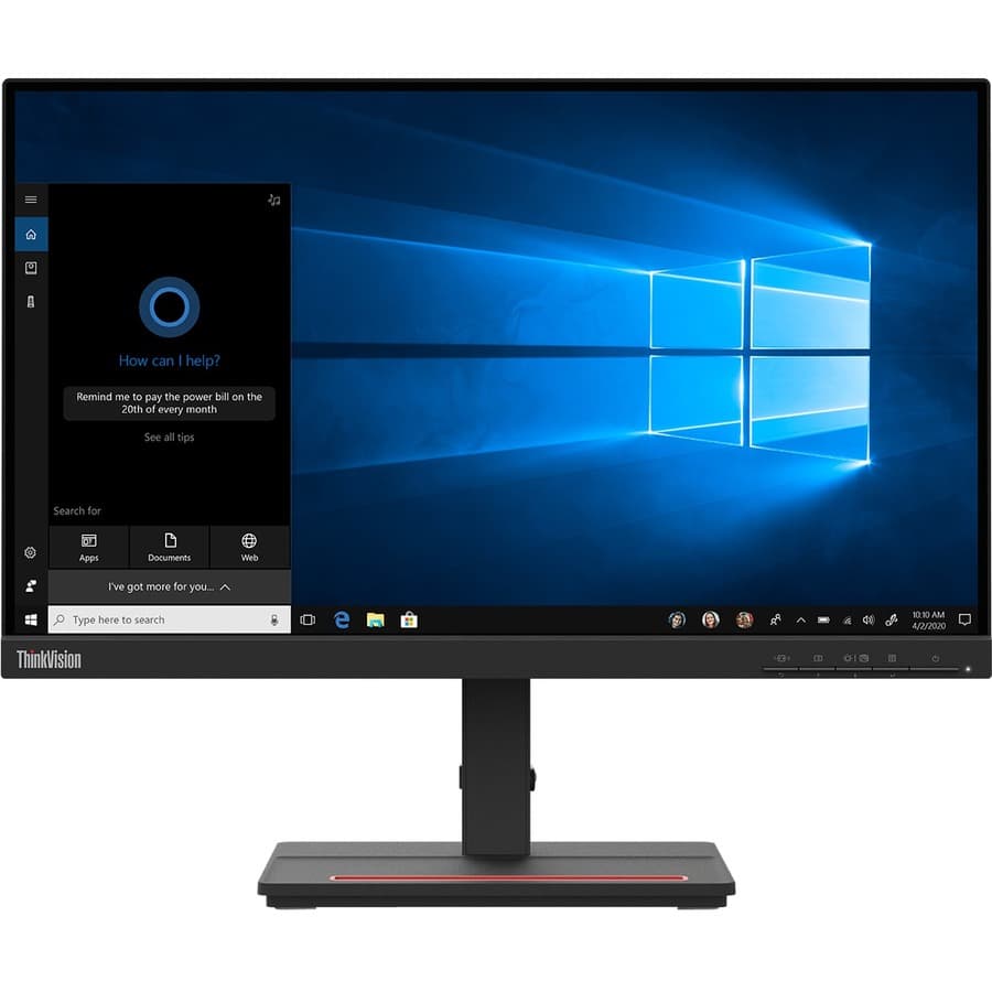 Lenovo ThinkVision S24e-20 23.8-inch LED monitor in Raven Black with slim business design
