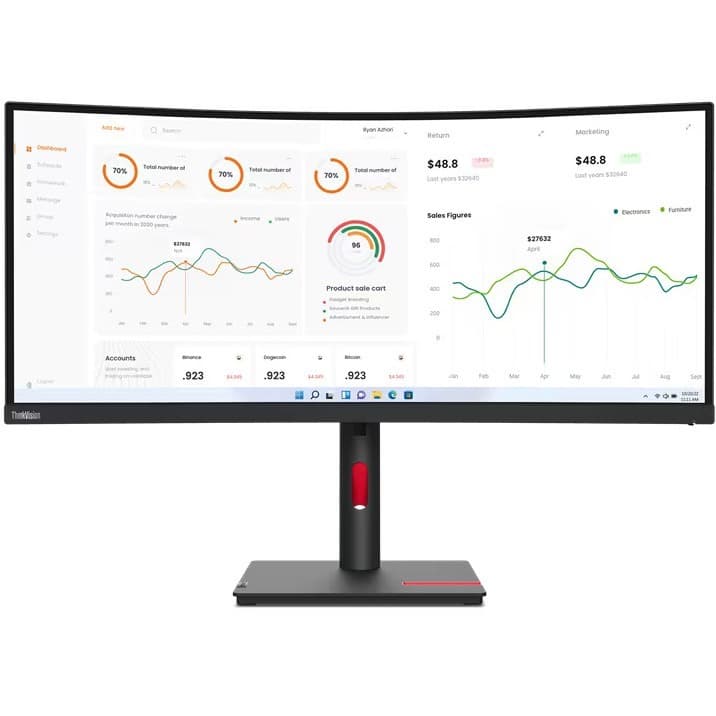 Lenovo T34w30 34-inch HDMI CAM ultrawide monitor for enterprise multitasking