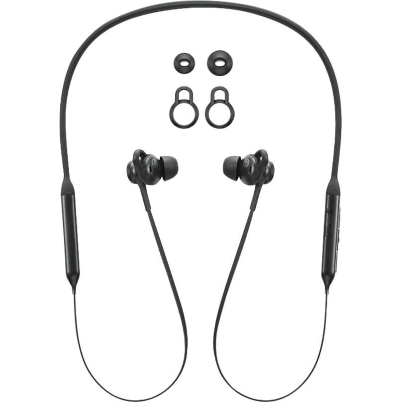 Lenovo 500 BT black in-ear wireless headphones with binaural earbuds and in-line microphone