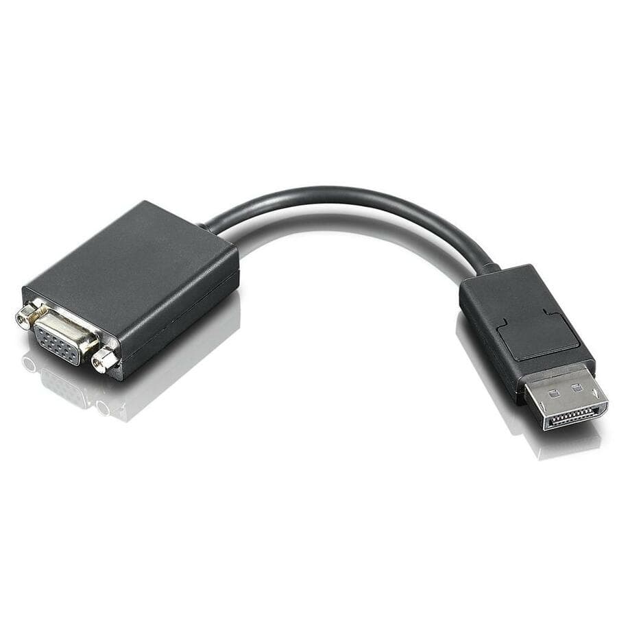 Lenovo DisplayPort to VGA monitor cable, 20 cm black adapter cable for legacy display connections