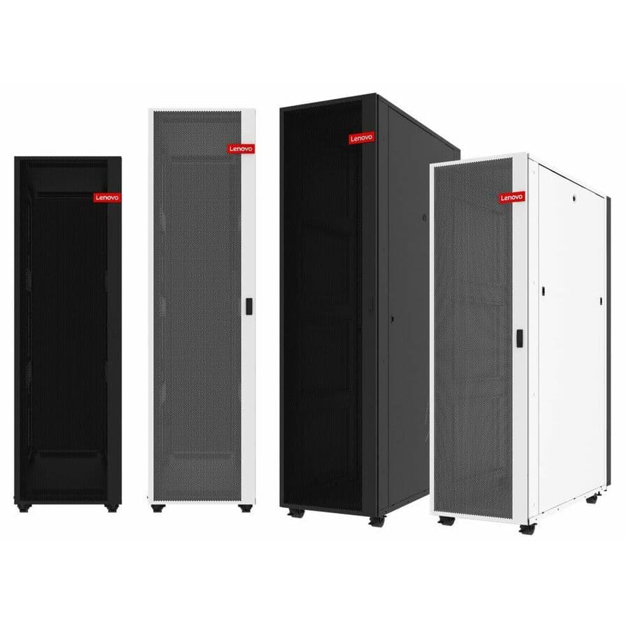 Lenovo ThinkSystem 42U Onyx heavy-duty rack cabinet in black, floor-standing enterprise enclosure