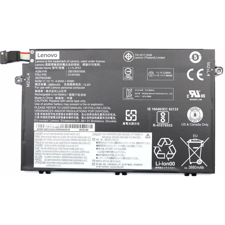 Lenovo SB10K97606 replacement battery for ThinkPad E480, E485, E580, and E585 notebooks