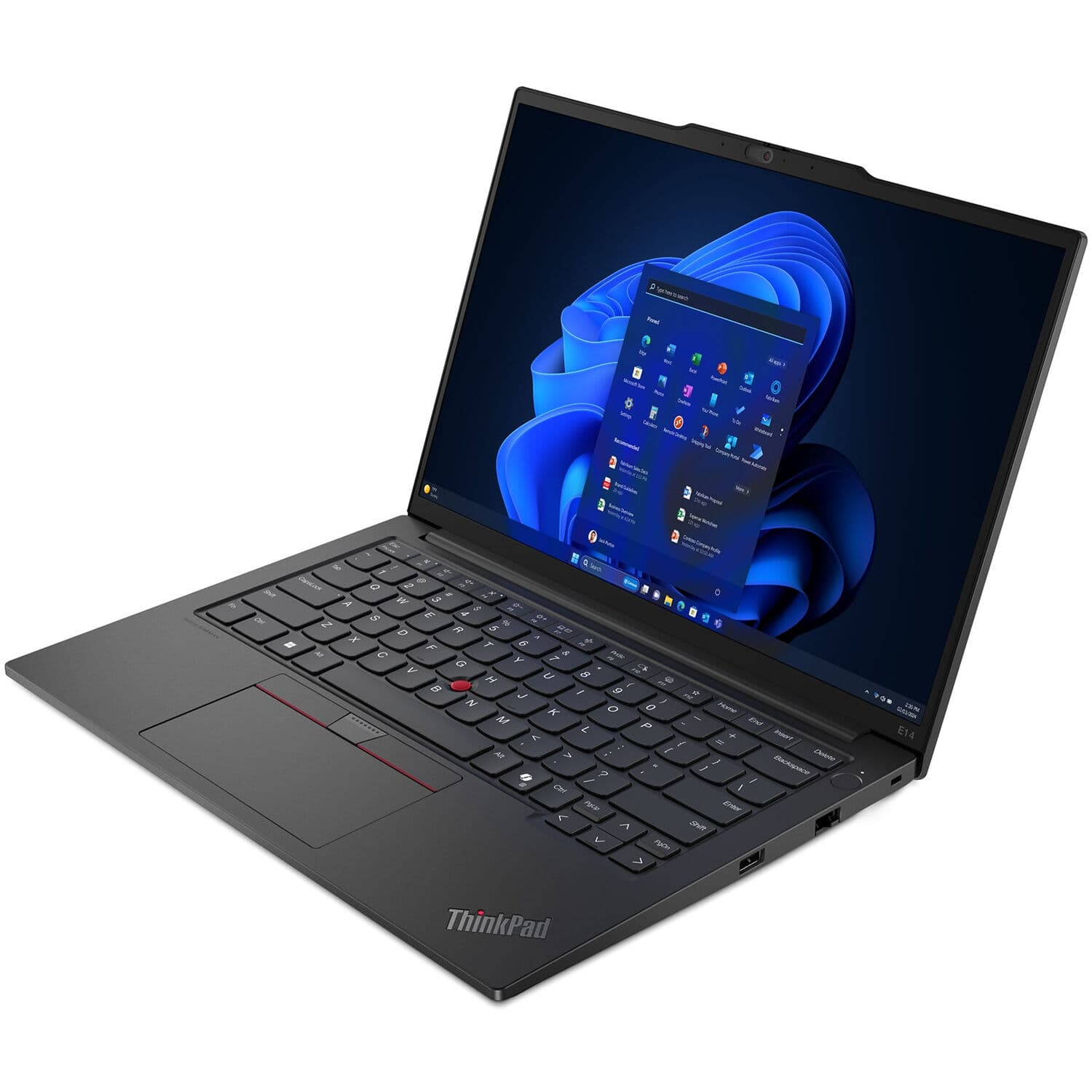 Lenovo ThinkPad E14 Gen 6 business laptop with 14-inch touch display, black chassis, and backlit keyboard